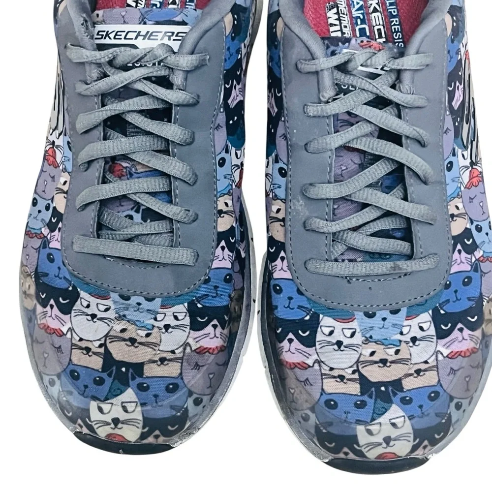 Skechers Cat Print Health Care Pro Women’s Work Slip Resistant Footwear Sz 8